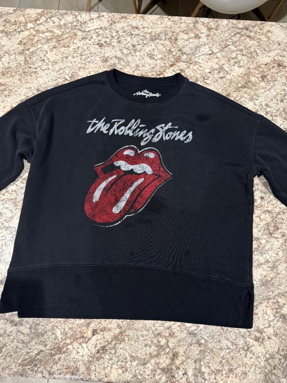The Rolling Stones Sweatshirt Men Large Black Graphic Fleece Rock Band